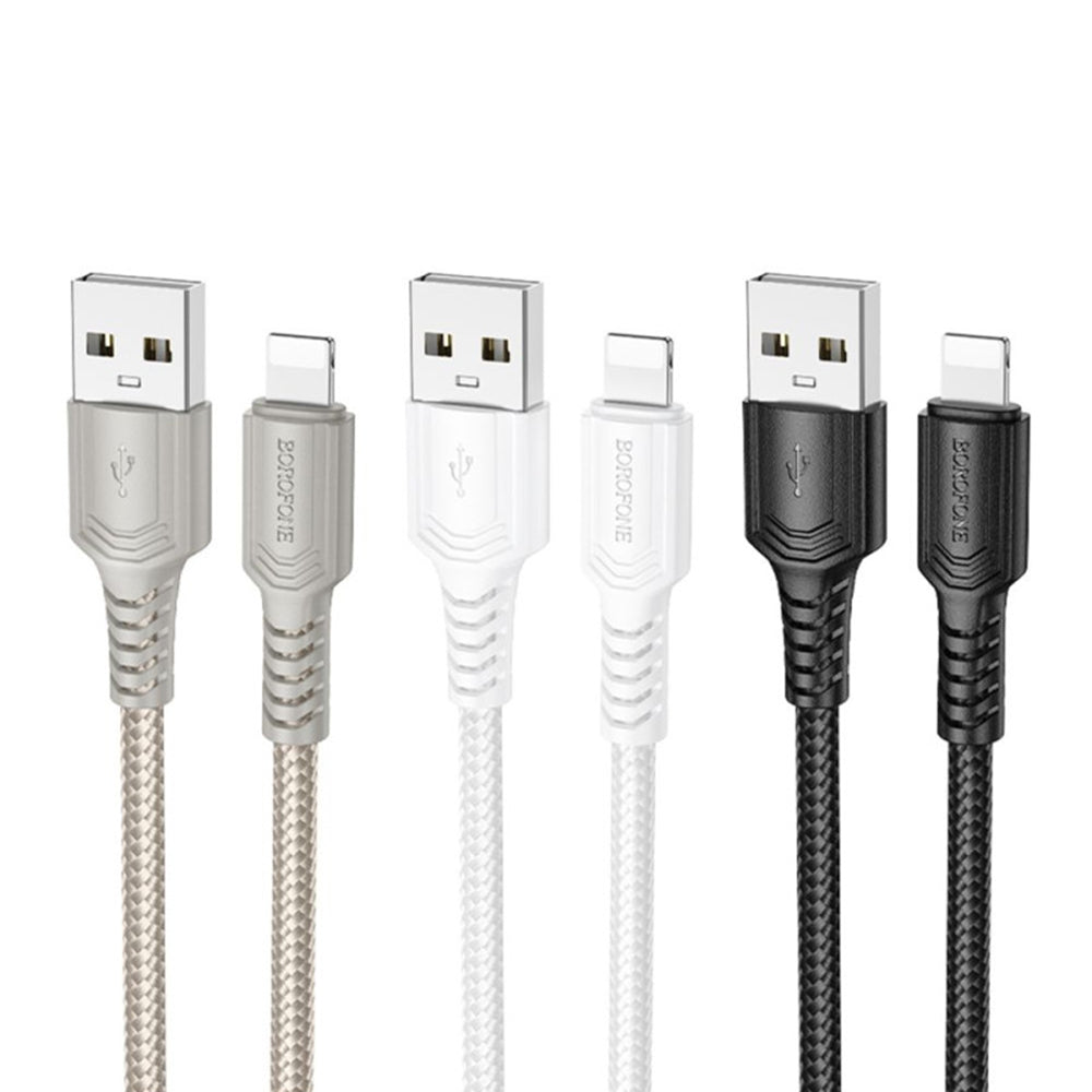 Кабел за данни и зареждане USB-A - Lightning Borofone BX116 Certain, 18W, 1m, Черен