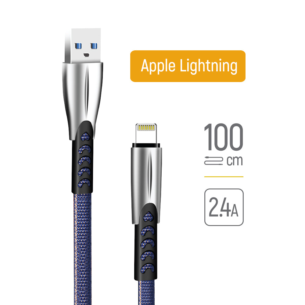 Кабел за данни и зареждане USB-A - Lightning ColorWay CW-CBUL010, 18W, 1m, Син