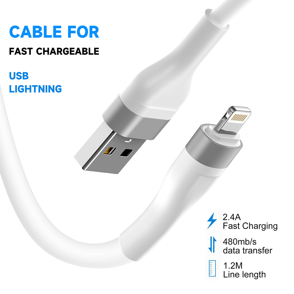 Кабел за данни и зареждане USB-A - Lightning Lito LD02L, 18W, 1.2m, Бял