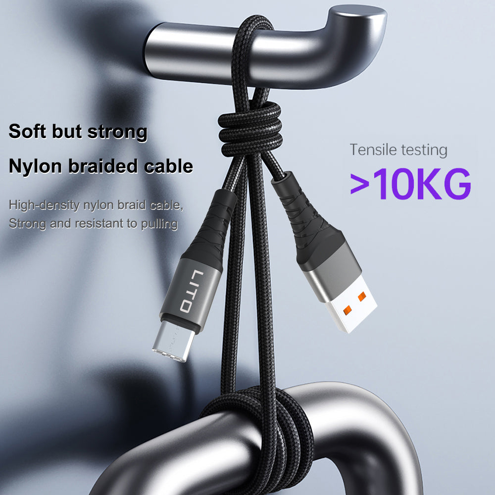 Кабел за данни и зареждане USB-A - Lightning Lito LD08L, 18W, 1m, Черен