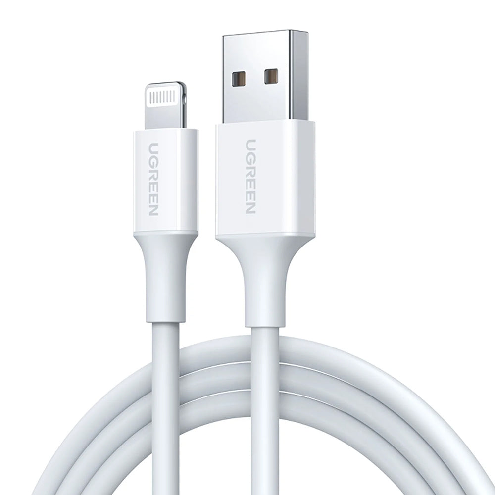 Кабел за данни и зареждане USB-A - Lightning UGREEN US155 (20730), 18W, 2m, Бял