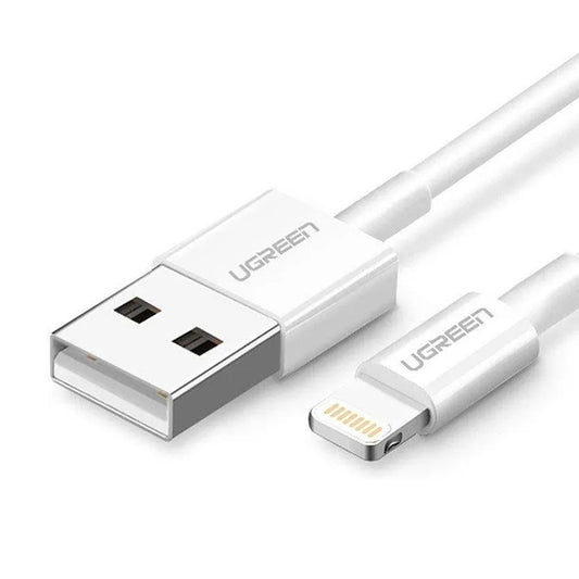 Кабел за данни и зареждане USB-A - Lightning UGREEN US155 (20730), 18W, 2m, Бял