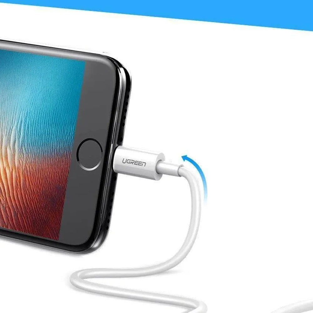 Кабел за данни и зареждане USB-A - Lightning UGREEN US155 (20730), 18W, 2m, Бял