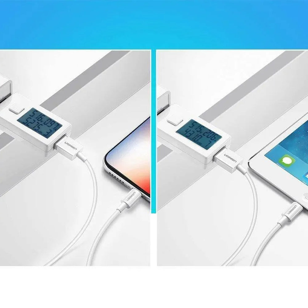 Кабел за данни и зареждане USB-A - Lightning UGREEN US155 (20730), 18W, 2m, Бял