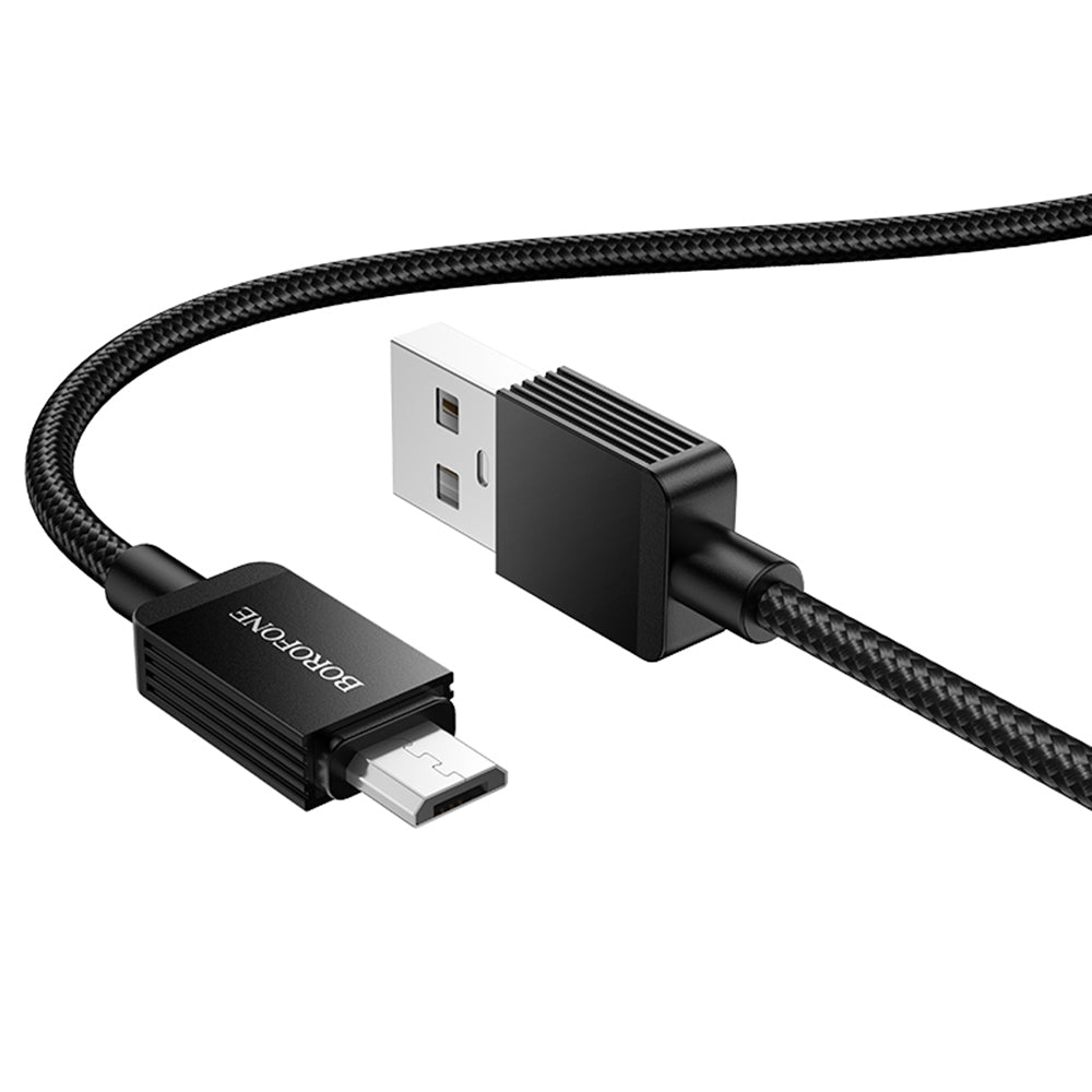 Кабел за данни и зареждане USB-A - microUSB Borofone BX120 Placer, 18W, 1m, Черен