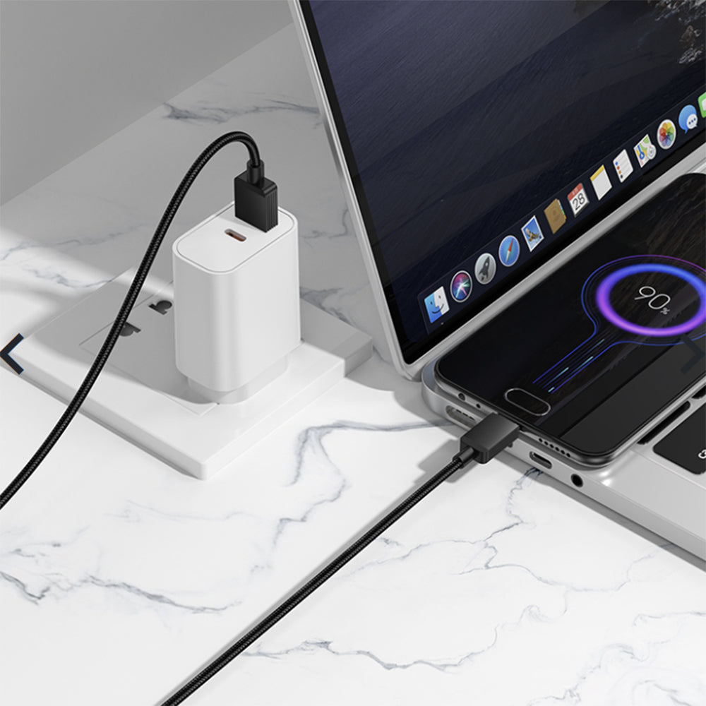 Кабел за данни и зареждане USB-A - microUSB Borofone BX120 Placer, 18W, 1m, Черен