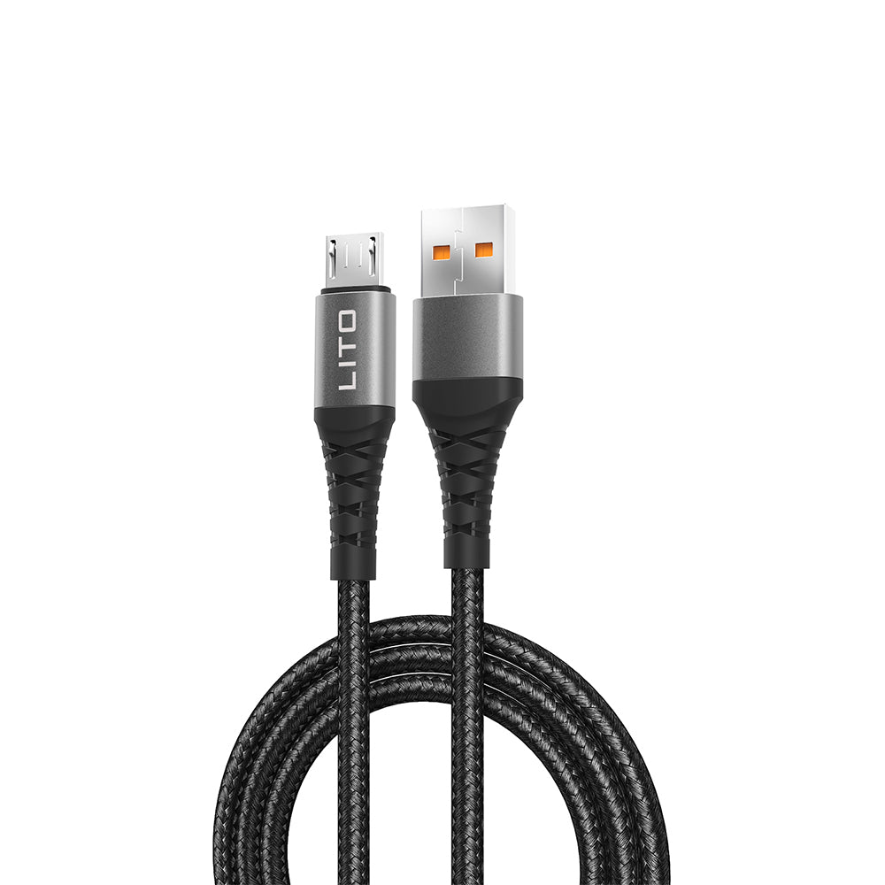 Кабел за данни и зареждане USB-A - microUSB Lito LD08V, 18W, 1m, Черен