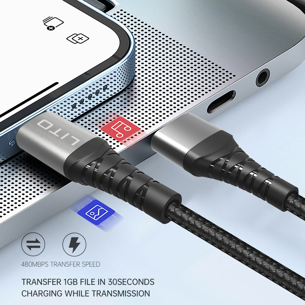 Кабел за данни и зареждане USB-A - microUSB Lito LD08V, 18W, 1m, Черен