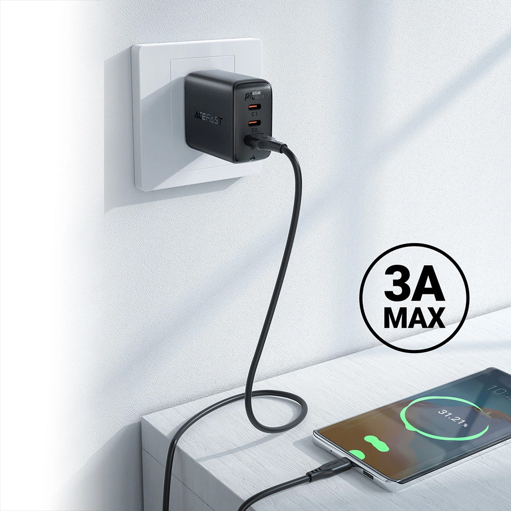 Кабел за данни и зареждане USB-A - USB-C Acefast C3-03, 60W, 1.2m, Бял