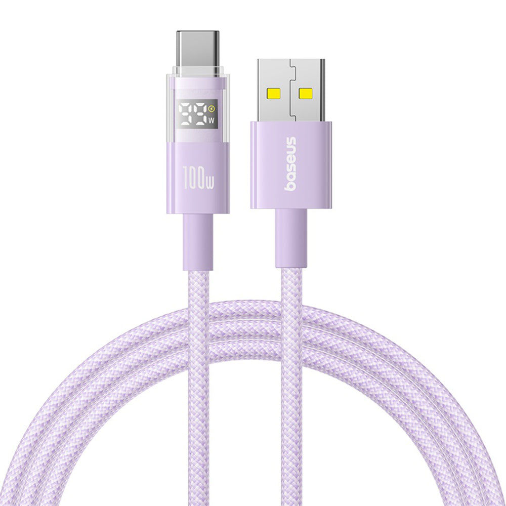 Кабел за данни и зареждане USB-A - USB-C Baseus Display 2, 100W, 1m, Лилав P10382701511-00