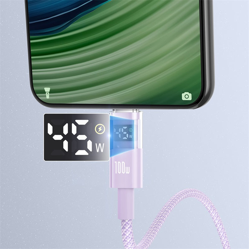 Кабел за данни и зареждане USB-A - USB-C Baseus Display 2, 100W, 1m, Лилав P10382701511-00