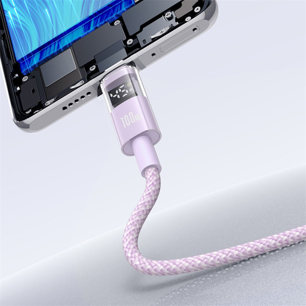 Кабел за данни и зареждане USB-A - USB-C Baseus Display 2, 100W, 1m, Лилав P10382701511-00
