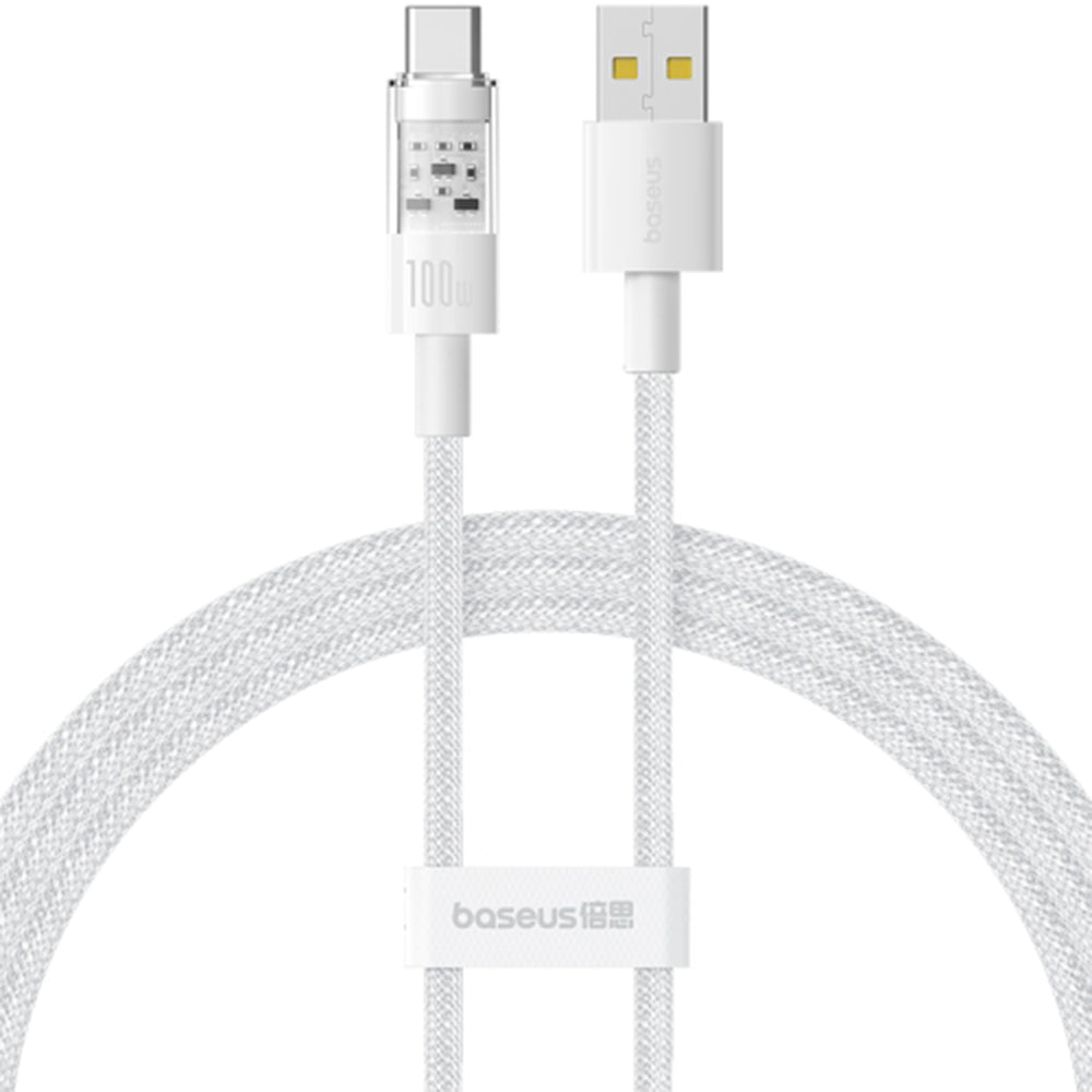 Кабел за данни и зареждане USB-A - USB-C Baseus Gem, 100W, 2m, Бял P10373002211-01