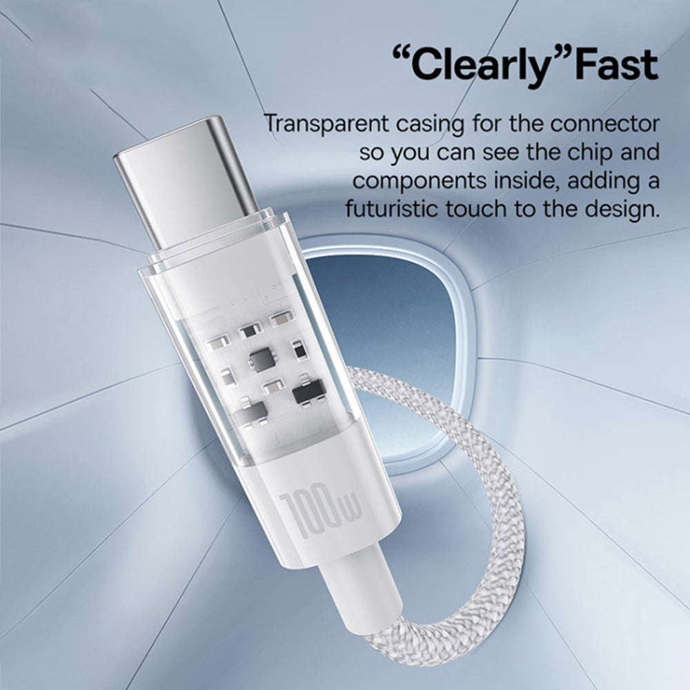 Кабел за данни и зареждане USB-A - USB-C Baseus Gem, 100W, 2m, Бял P10373002211-01