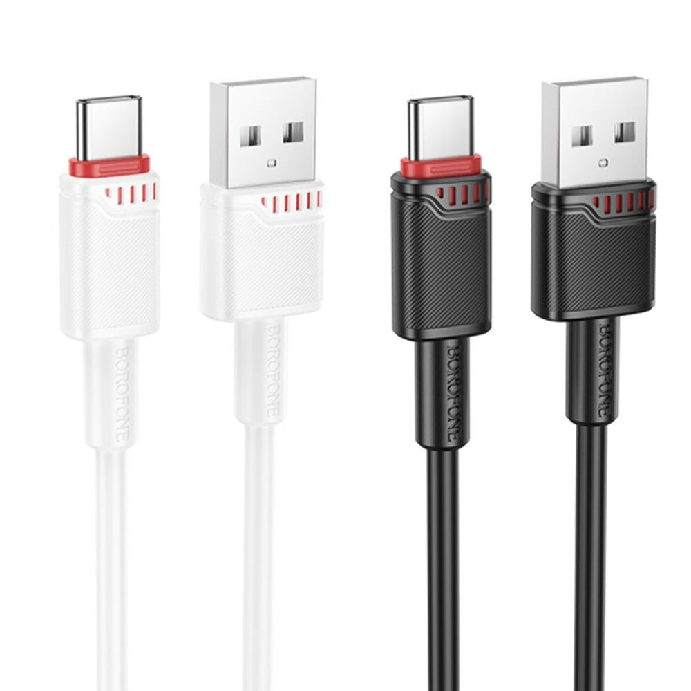 Кабел за данни и зареждане USB-A - USB-C Borofone BX110 Beneficio, 18W, 1m, Бял