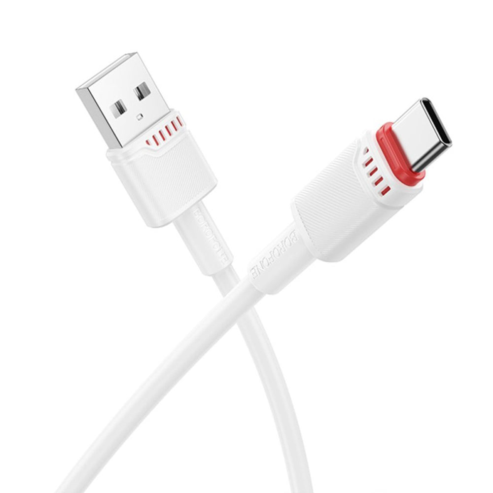 Кабел за данни и зареждане USB-A - USB-C Borofone BX110 Beneficio, 18W, 1m, Бял