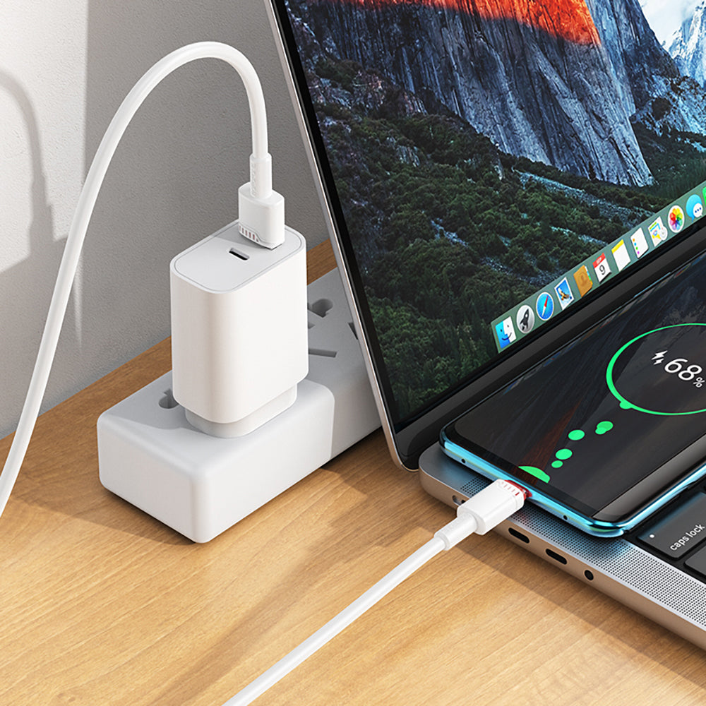 Кабел за данни и зареждане USB-A - USB-C Borofone BX110 Beneficio, 18W, 1m, Бял