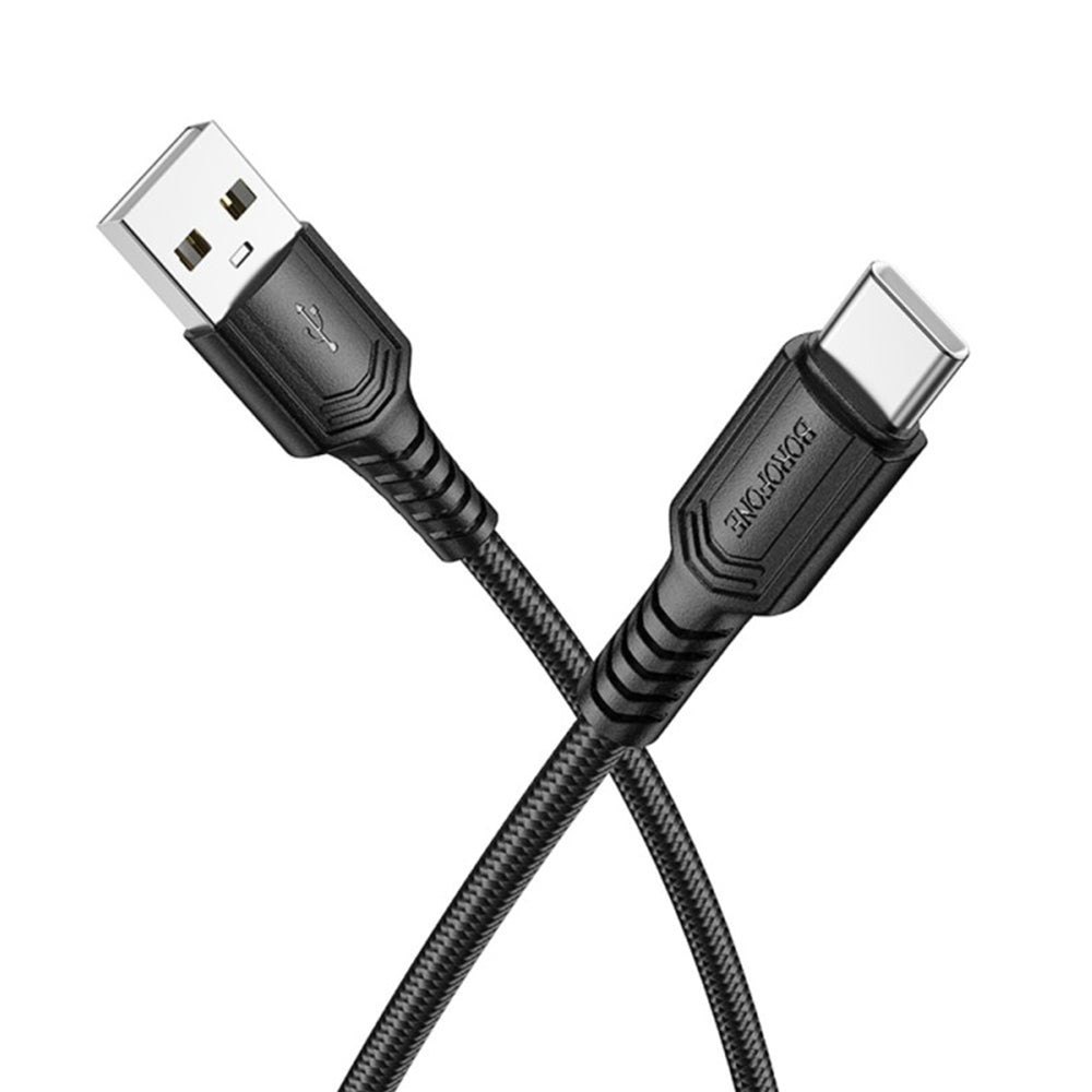 Кабел за данни и зареждане USB-A - USB-C Borofone BX116 Certain, 18W, 1m, Черен