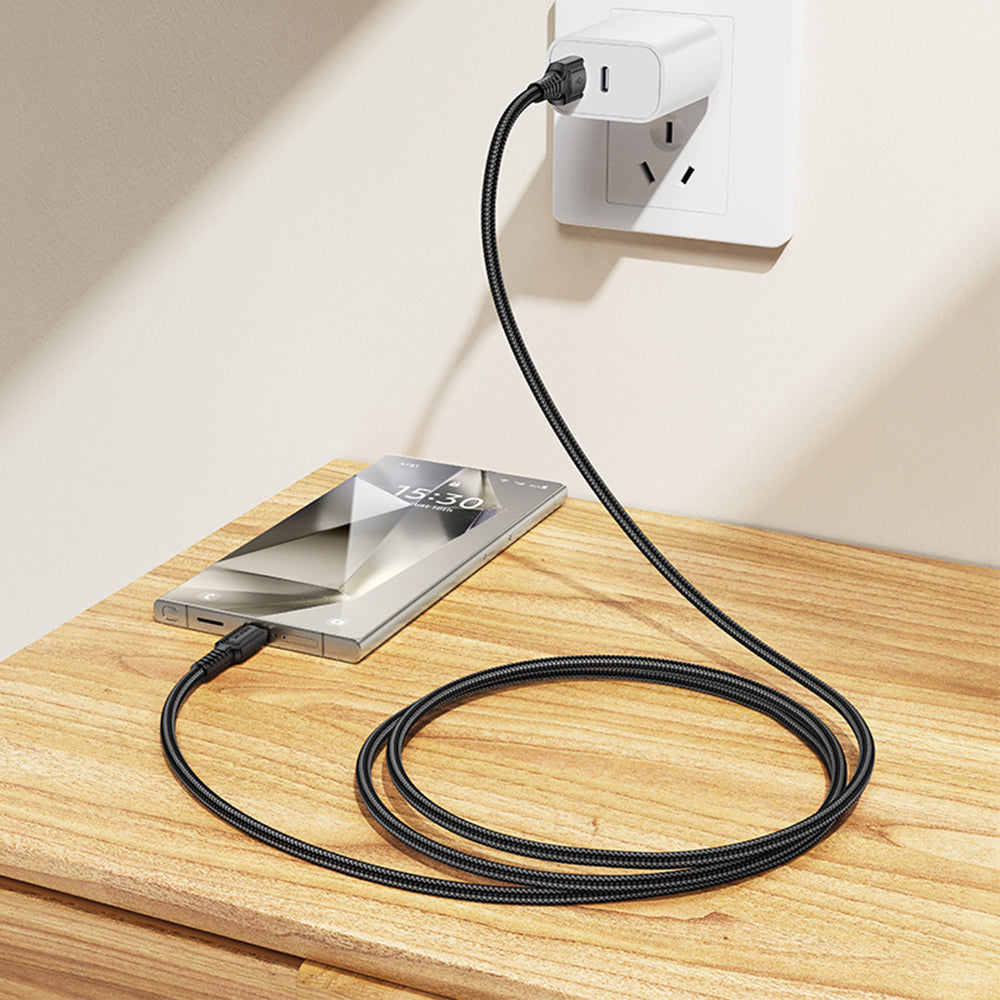 Кабел за данни и зареждане USB-A - USB-C Borofone BX116 Certain, 18W, 1m, Черен
