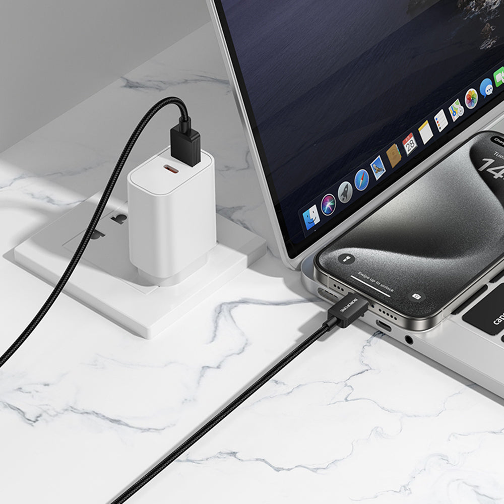 Кабел за данни и зареждане USB-A - USB-C Borofone BX120 Placer, 18W, 1m, Черен