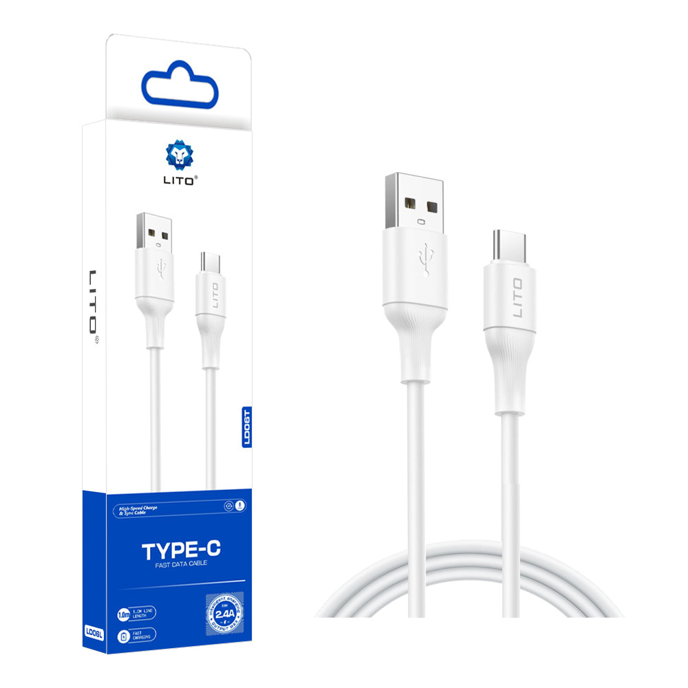 Кабел за данни и зареждане USB-A - USB-C Lito LD06T, 18W, 1m, Бял