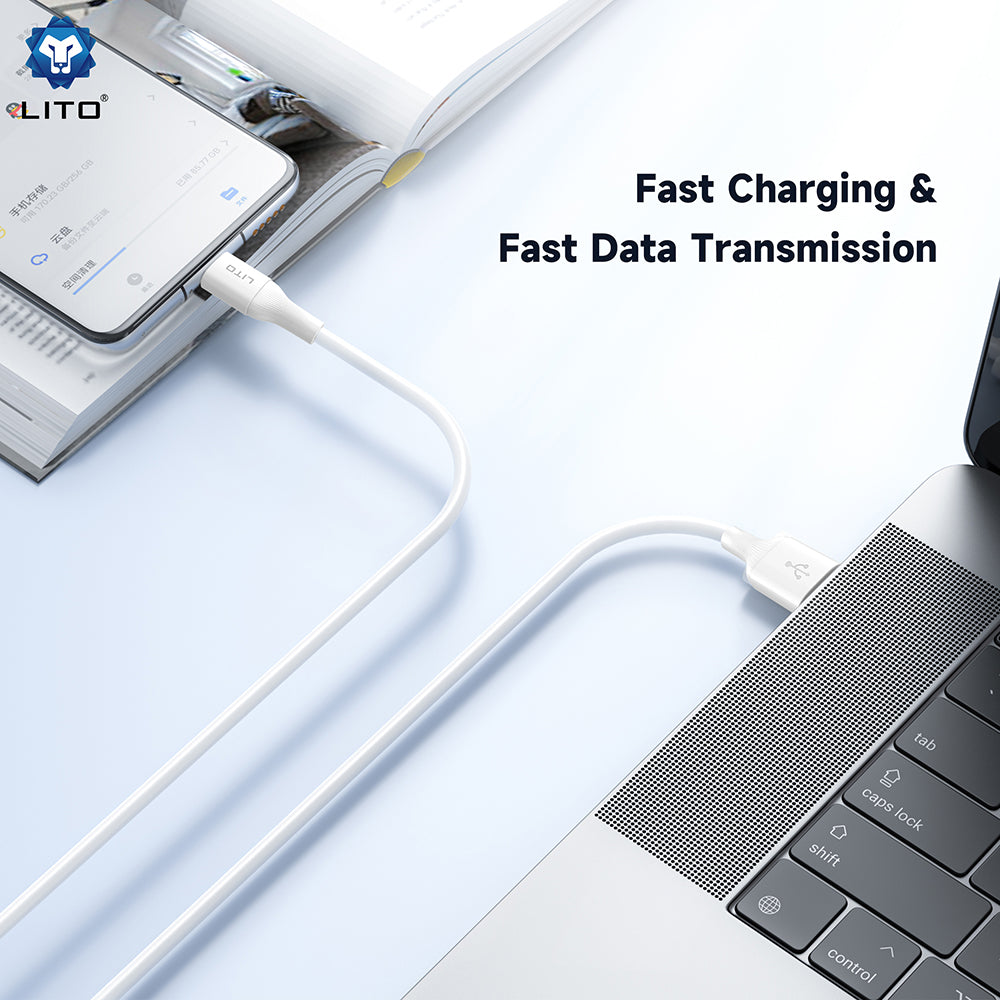 Кабел за данни и зареждане USB-A - USB-C Lito LD06T, 18W, 1m, Бял