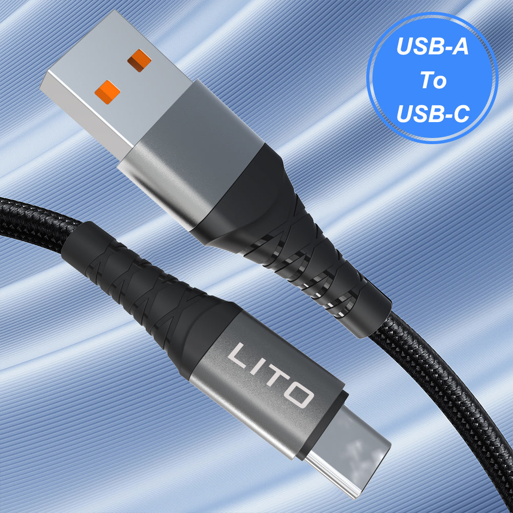 Кабел за данни и зареждане USB-A - USB-C Lito LD08T, 18W, 1m, Черен