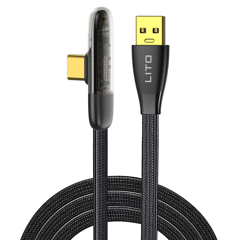 Кабел за данни и зареждане USB-A - USB-C Lito LD11C, 18W, 1m, Черен