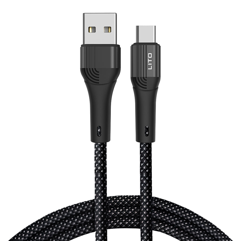 Кабел за данни и зареждане USB-A - USB-C Lito LD14, 60W, 1m, Черен