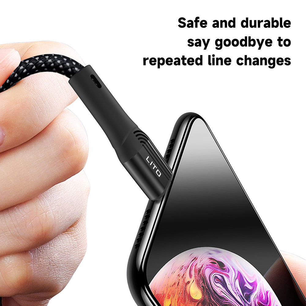 Кабел за данни и зареждане USB-A - USB-C Lito LD14, 60W, 1m, Черен