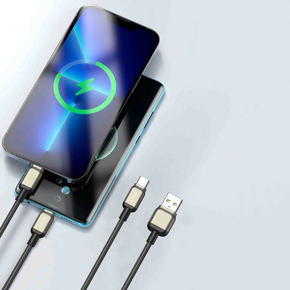 Кабел за данни и зареждане USB-A - USB-C Lito LD17, 18W, 1m, Черен