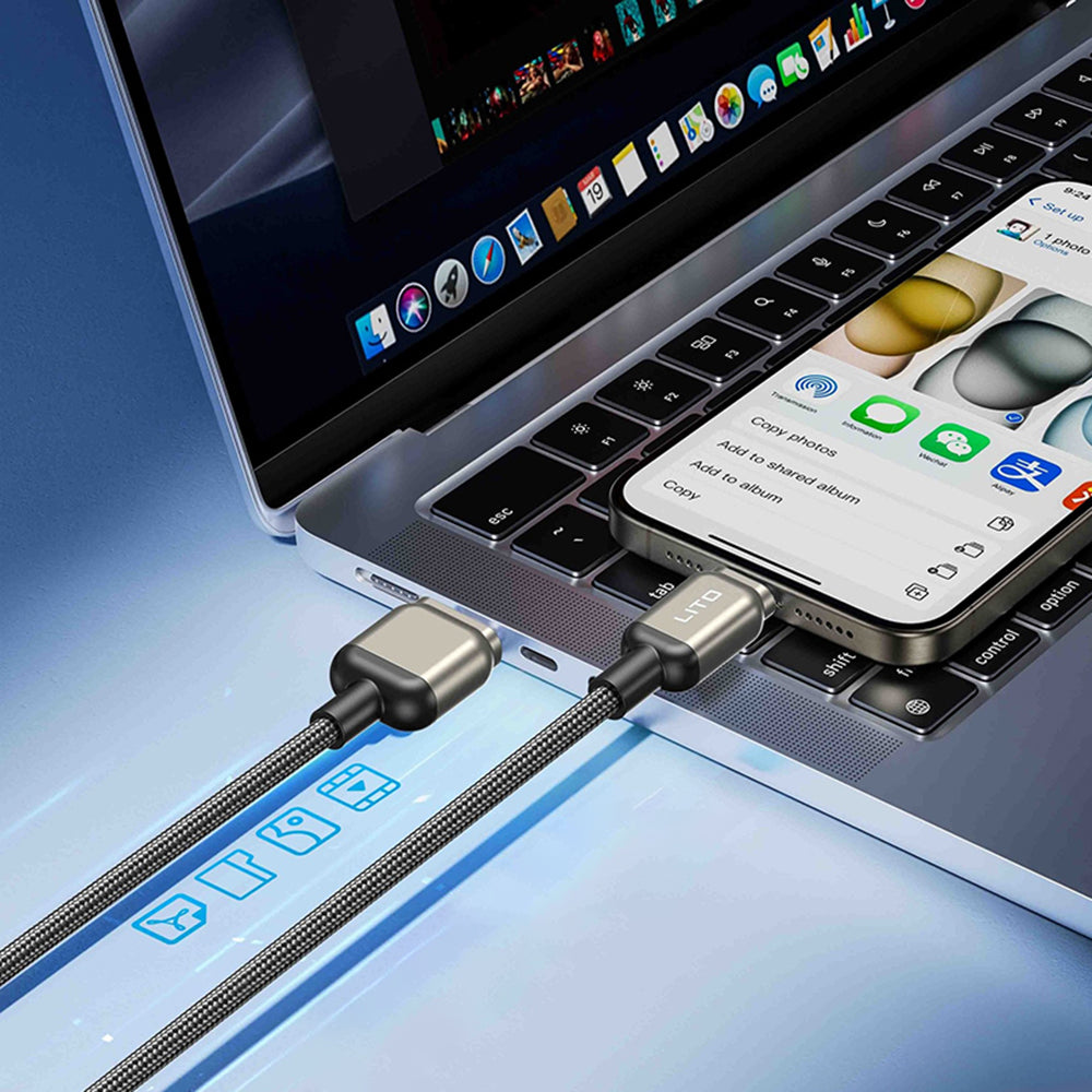 Кабел за данни и зареждане USB-A - USB-C Lito LD17, 18W, 1m, Черен