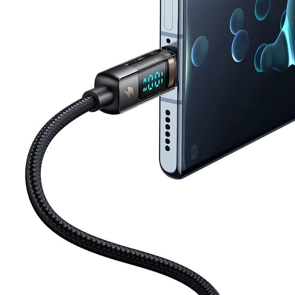 Кабел за данни и зареждане USB-A - USB-C McDodo CA-3630 Display Auto Power Off, 66W, 1.2m, Черен