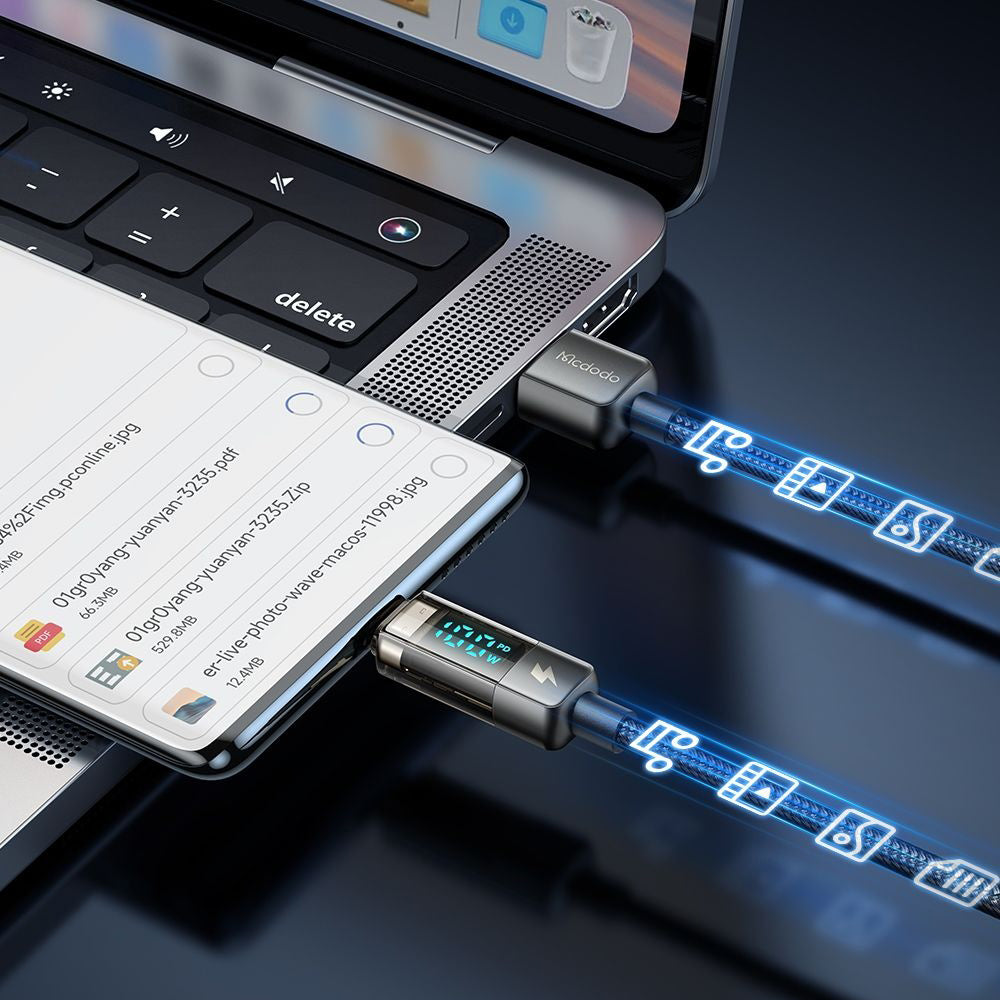 Кабел за данни и зареждане USB-A - USB-C McDodo CA-3630 Display Auto Power Off, 66W, 1.2m, Черен