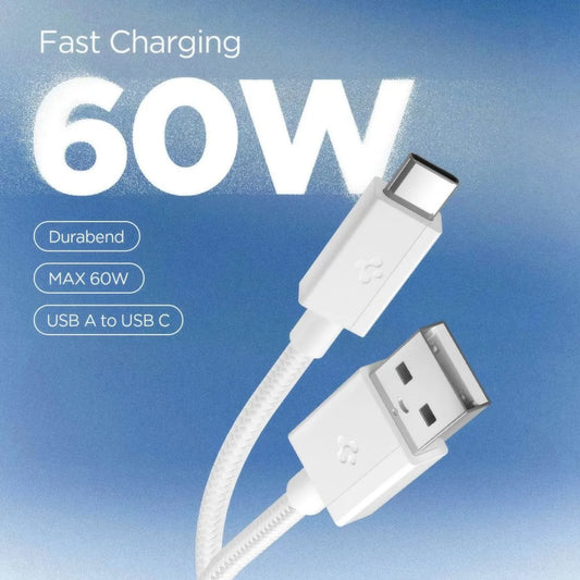 Кабел за данни и зареждане USB-A - USB-C Spigen EB6015AC, 60W, 1.5м, бял ACA10413