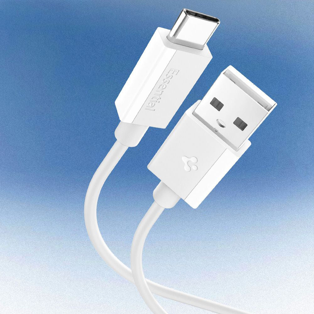 Кабел за данни и зареждане USB-A - USB-C Spigen Essential, 60W, 2m, Бял ACA08716