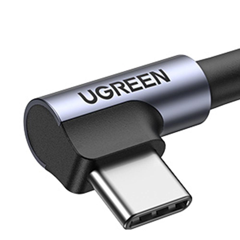 Кабел за данни и зареждане USB-A - USB-C UGREEN US284 Angled, 18W, 0.5m, Сив
