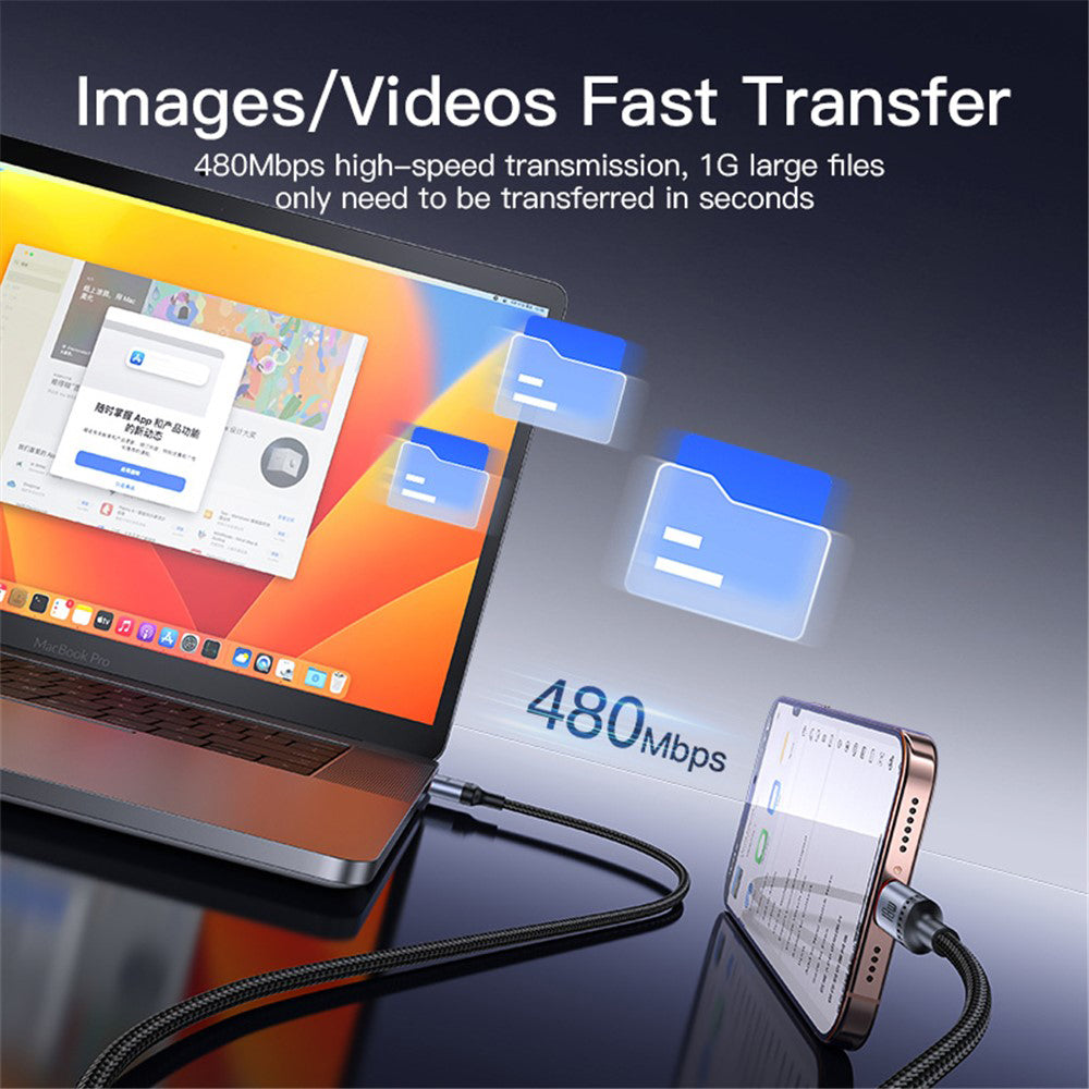 Кабел за данни и зареждане USB-A - USB-C Yesido CA130C, 18W, 2m, Черен