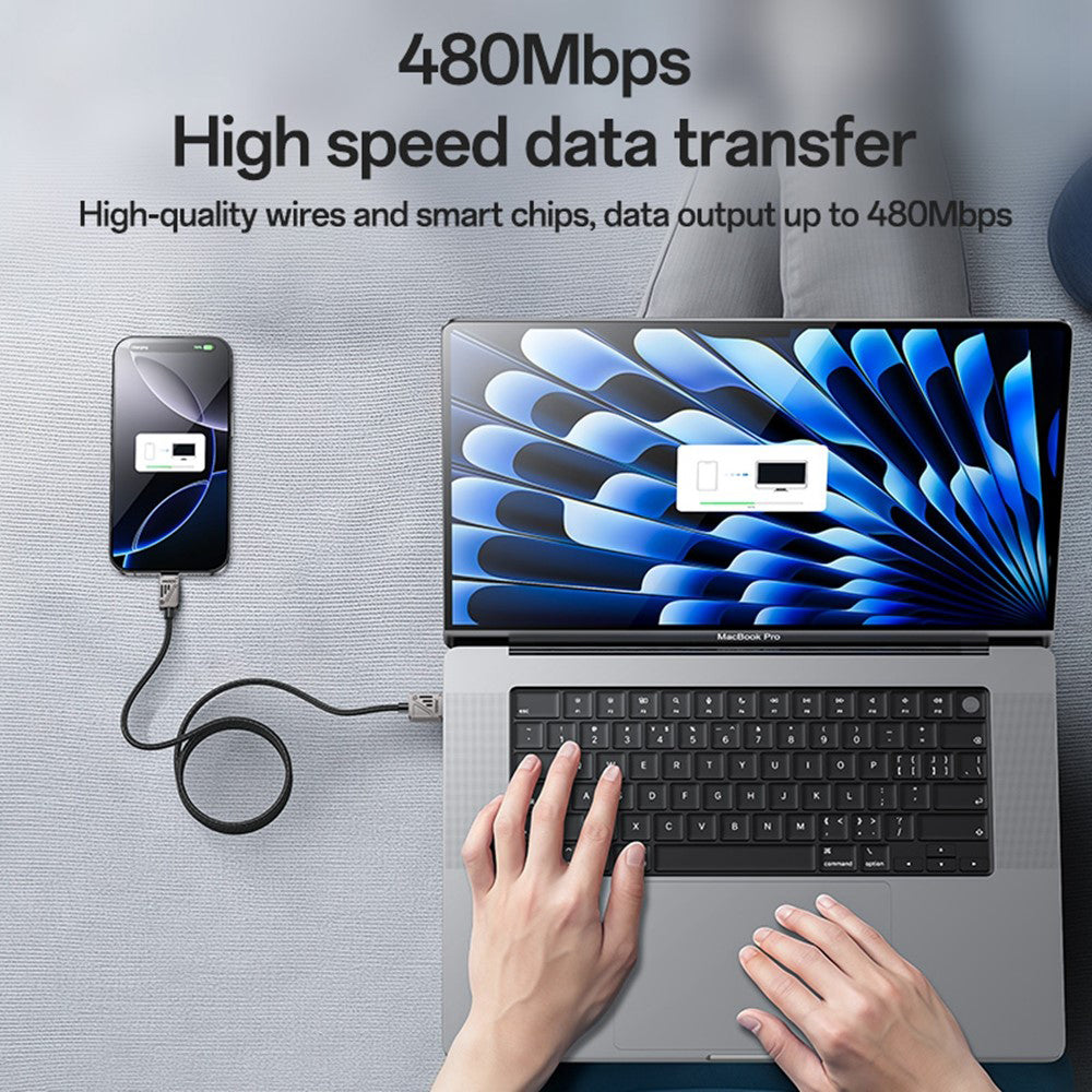 Кабел за данни и зареждане USB-A - USB-C Yesido CA135C, 18W, 1.2m, Черен