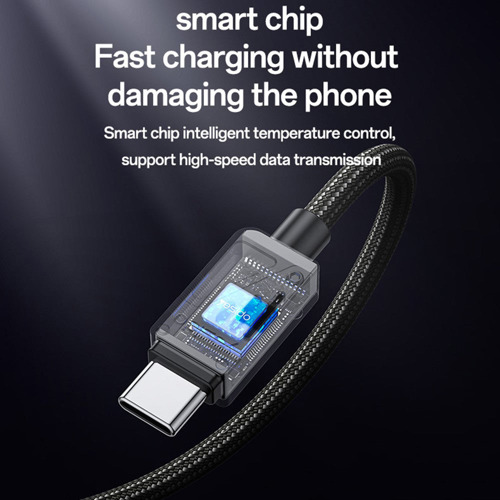 Кабел за данни и зареждане USB-A - USB-C Yesido CA135C, 18W, 1.2m, Черен