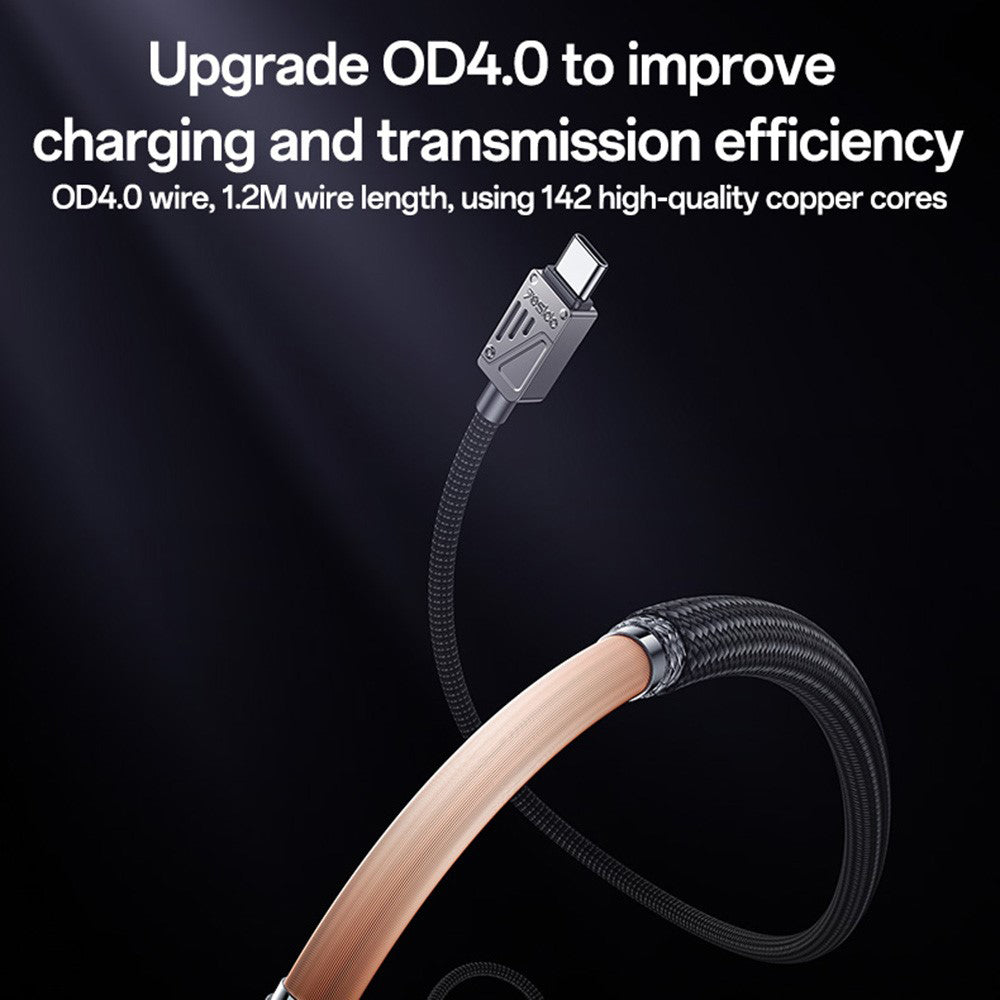 Кабел за данни и зареждане USB-A - USB-C Yesido CA135C, 18W, 1.2m, Черен
