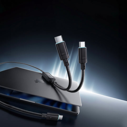 Кабел за данни и зареждане USB-C - 2 x USB-C Cuktech C2C615, 140W, 1.5м, Черен CKC2C615GLBK