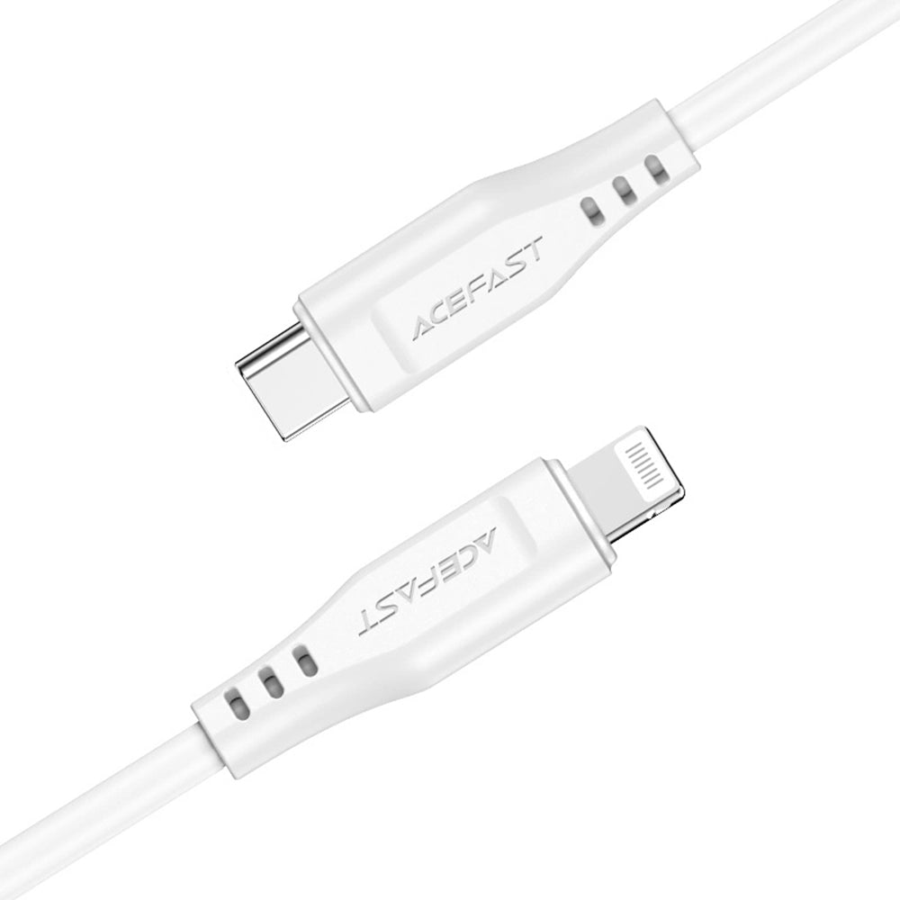 Кабел за данни и зареждане USB-C - Lightning Acefast C3-01, 30W, 1.2m, Бял