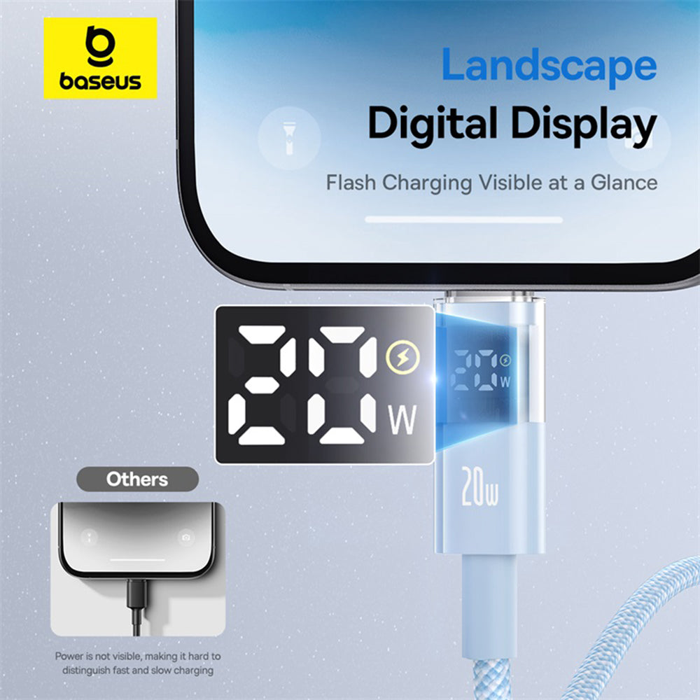 Кабел за данни и зареждане USB-C - Lightning Baseus Display 2, 20W, 2m, Син P10382703311-01