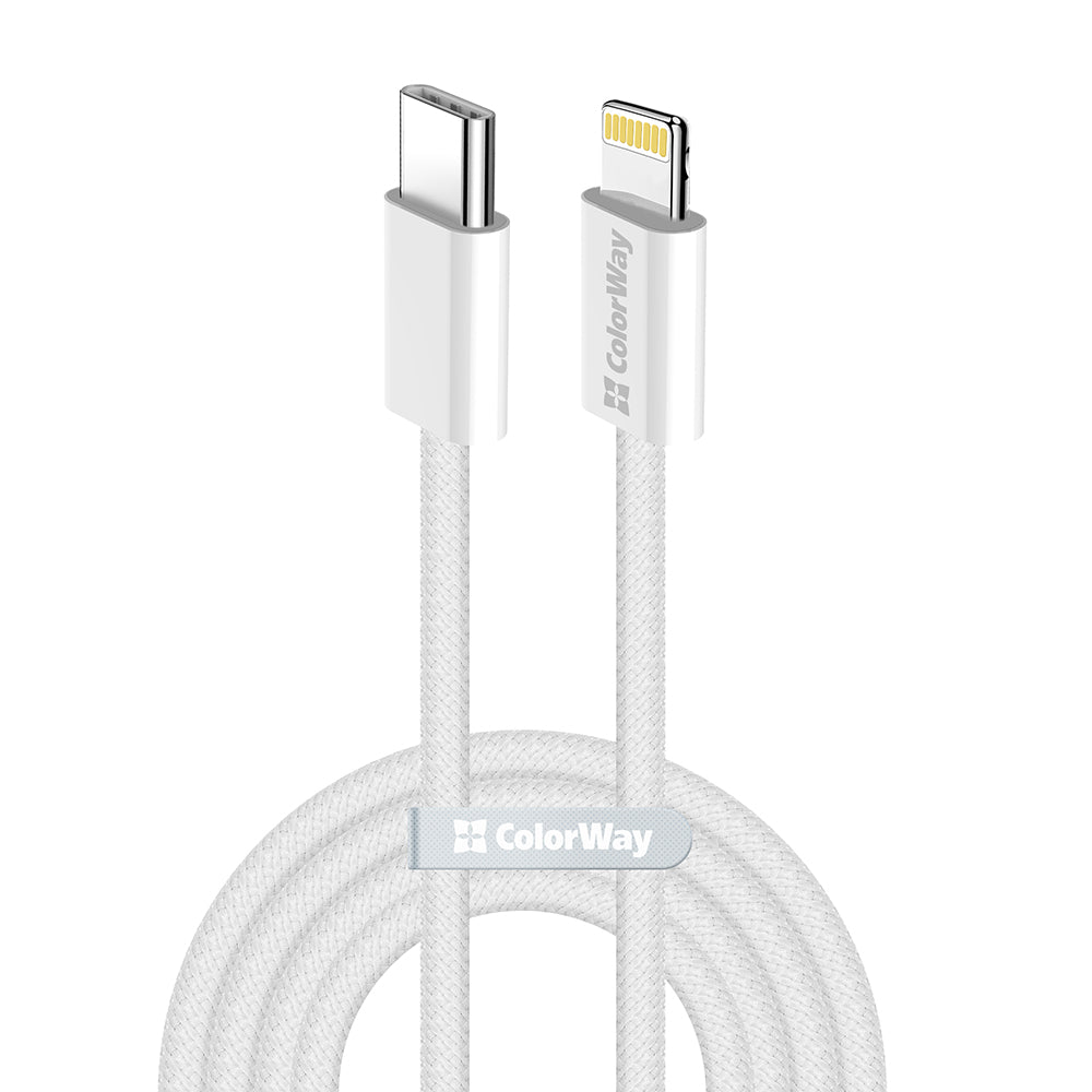 Кабел за данни и зареждане USB-C - Lightning ColorWay CW-CBPDCL061, 27W, 1m, Сив