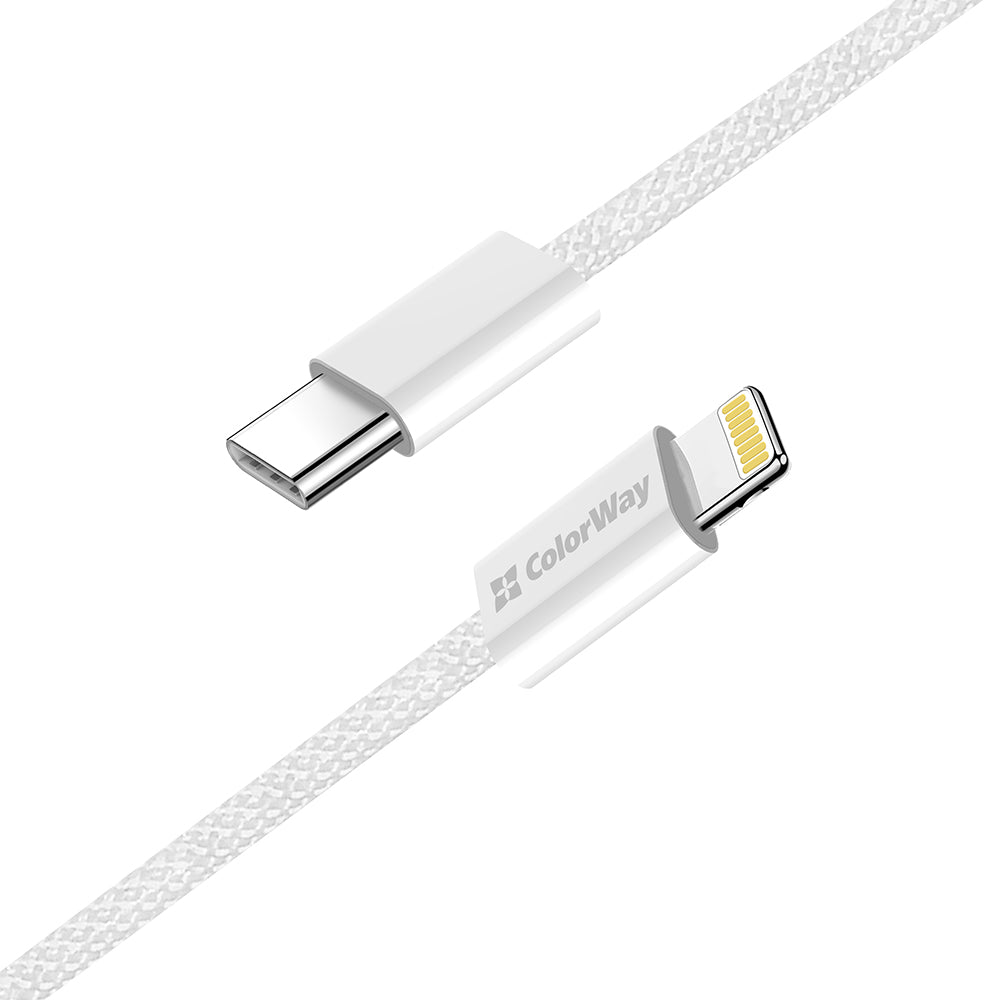 Кабел за данни и зареждане USB-C - Lightning ColorWay CW-CBPDCL061, 27W, 1m, Сив