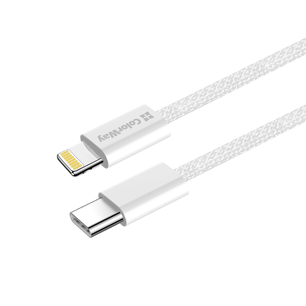 Кабел за данни и зареждане USB-C - Lightning ColorWay CW-CBPDCL061, 27W, 1m, Сив