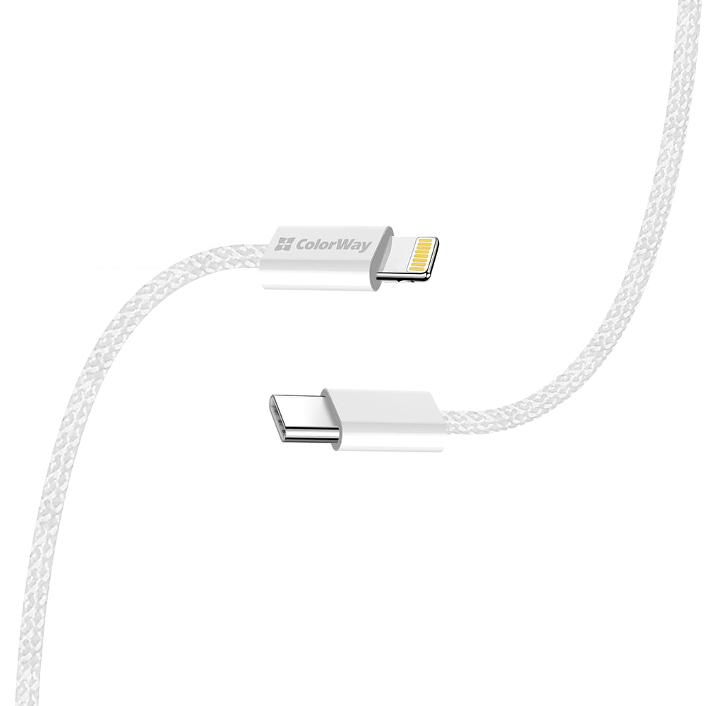Кабел за данни и зареждане USB-C - Lightning ColorWay CW-CBPDCL061, 27W, 1m, Сив
