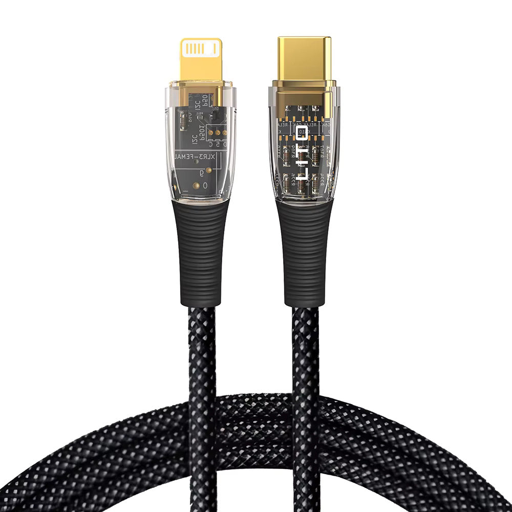 Кабел за данни и зареждане USB-C - Lightning Lito LD01, 27W, 1.2m, Черен