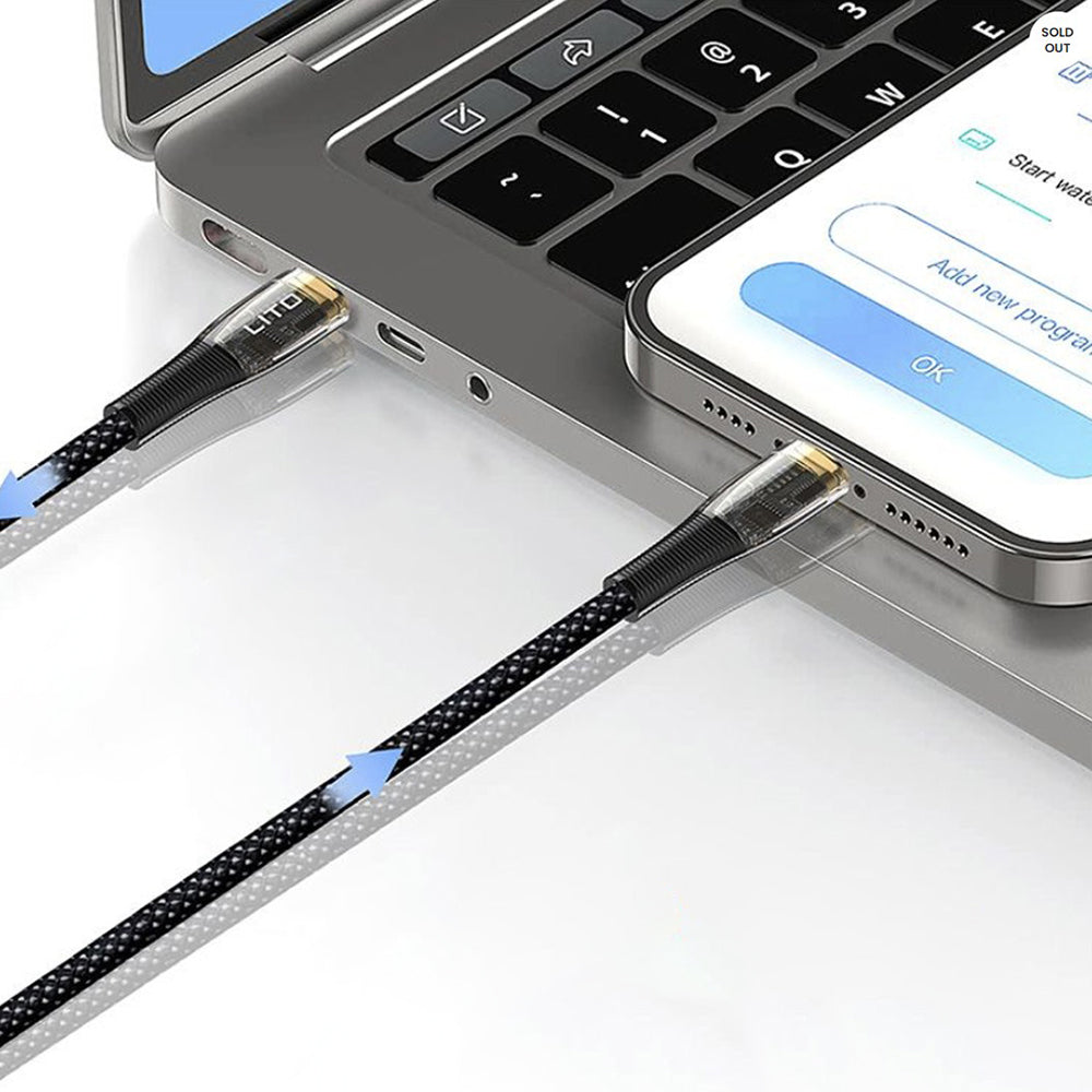 Кабел за данни и зареждане USB-C - Lightning Lito LD01, 27W, 1.2m, Черен